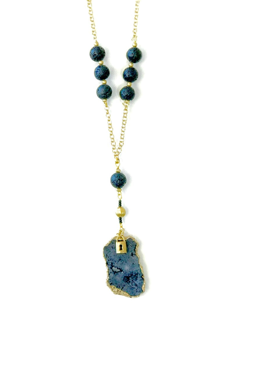 Black Lava Druzy Pendant