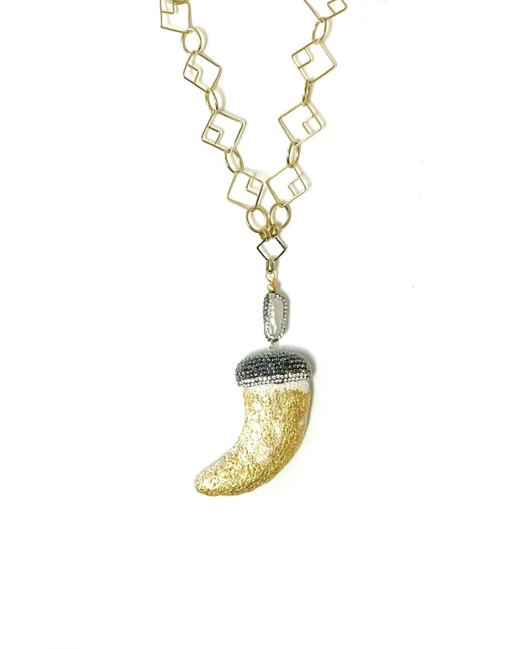 Gold Leaf Horn Pendant