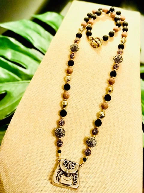 Tan Lava Bag Necklace