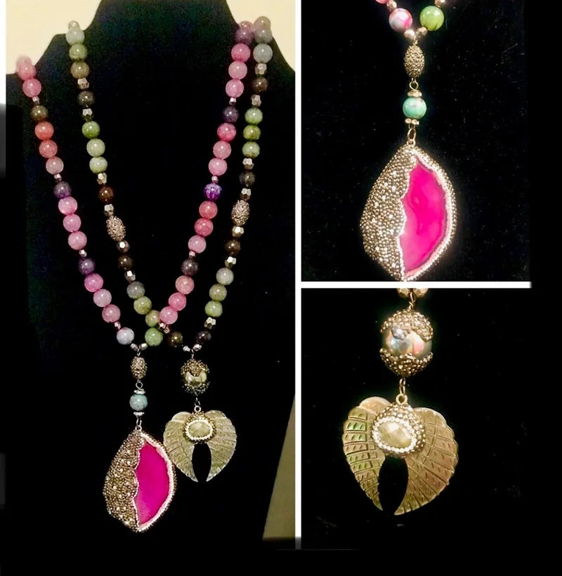 Pink Love Agate Necklace