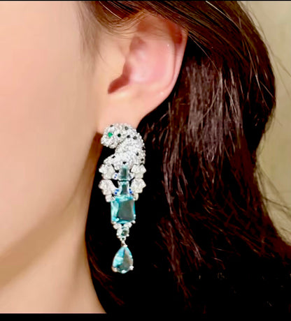 Panther Aqua Earrings