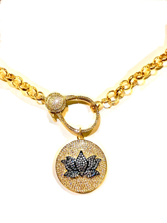 Lotus Flower Gold Pendant