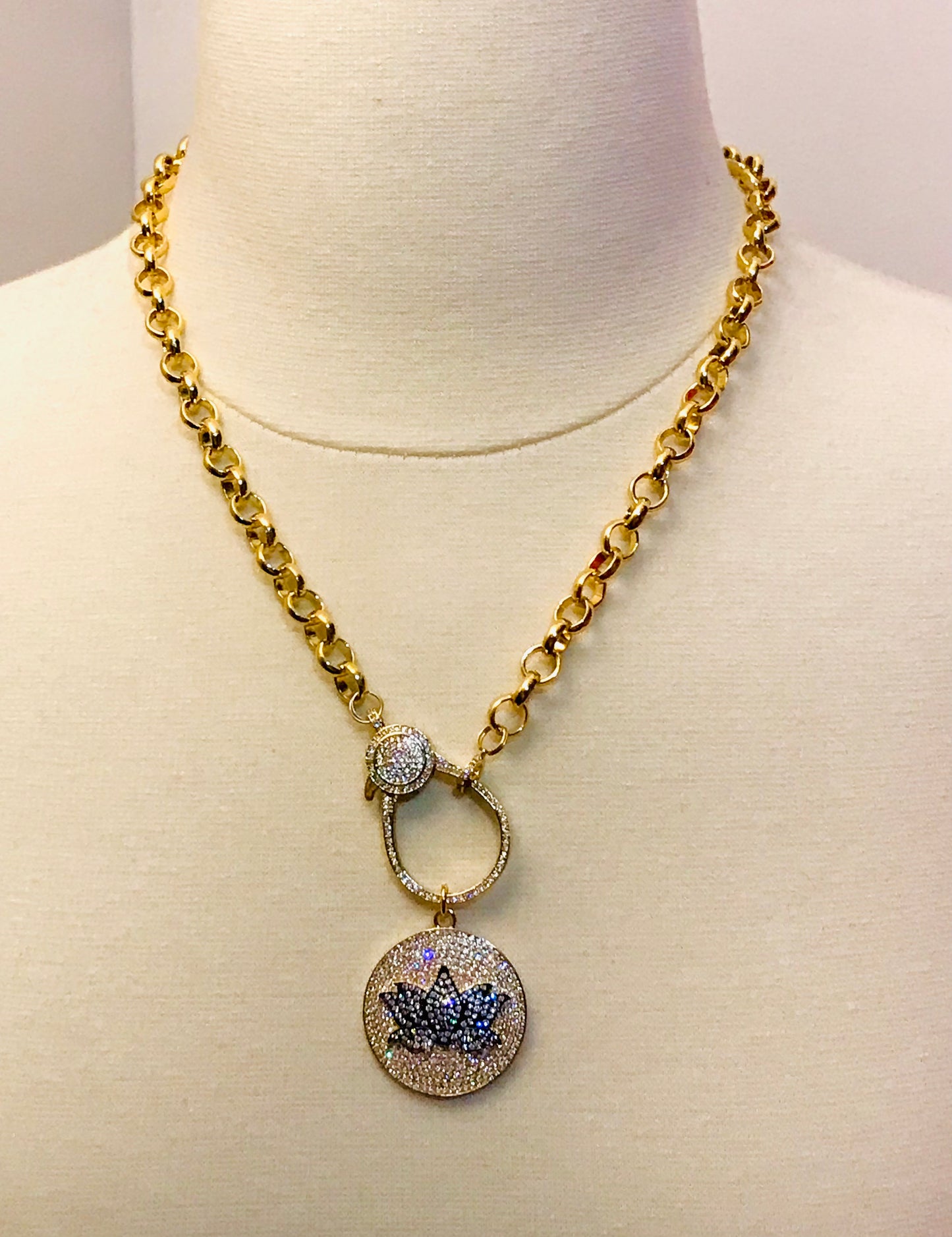 Lotus Flower Gold Pendant