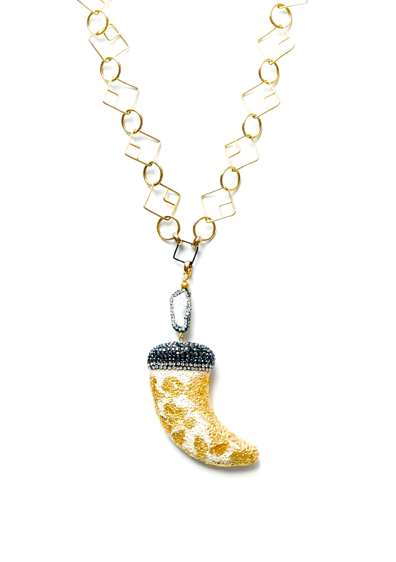 Gold Leaf Horn Pendant