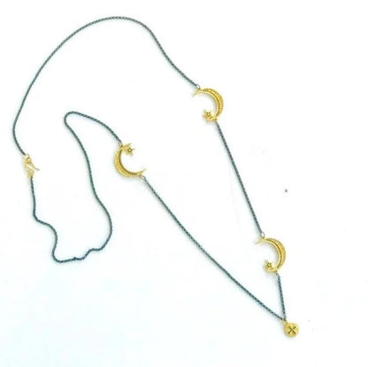 Crescent Star Long Necklace