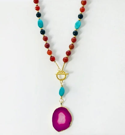 Fuchsia Agate Necklace