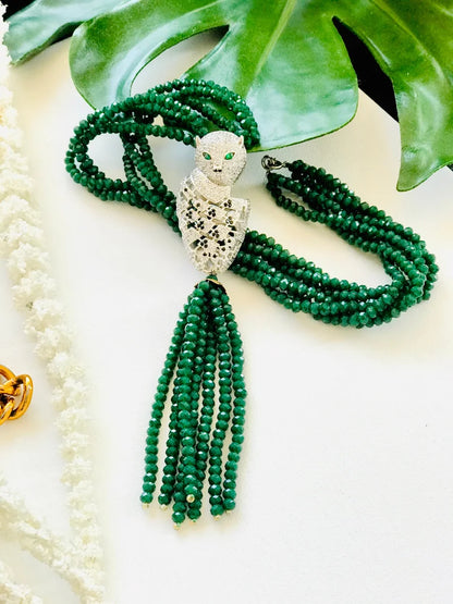 Green Eyed Panther Necklace