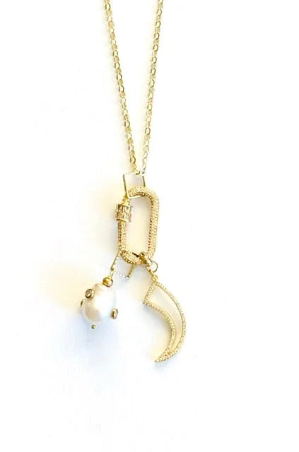 Horn & Pearl Charms Pendant