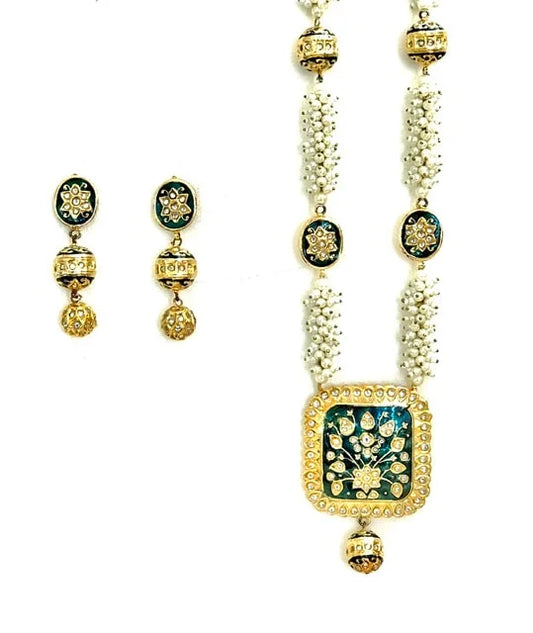 Morpankh Teal Kundan Set