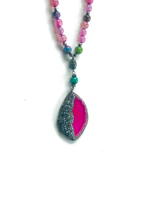 Pink Love Agate Necklace